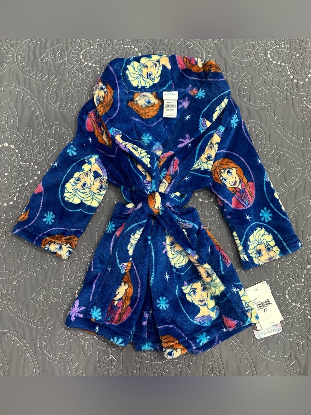 Disney Frozen Toddler  Girls Navy Bath Robe NWT Size 2T